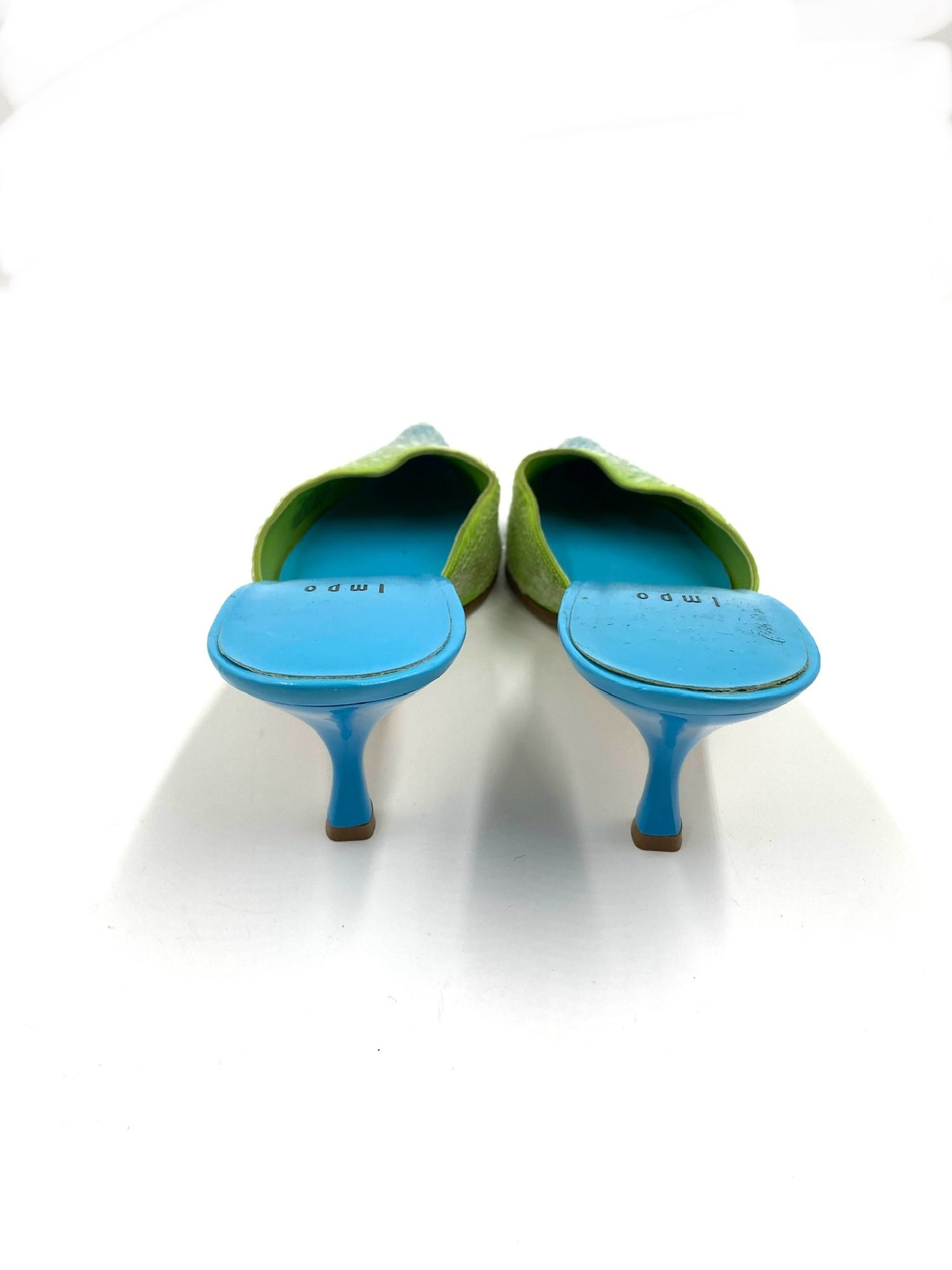 Impo Blue & Green Ombre Sequin Pointed Kitten Heel Mule Size 8M