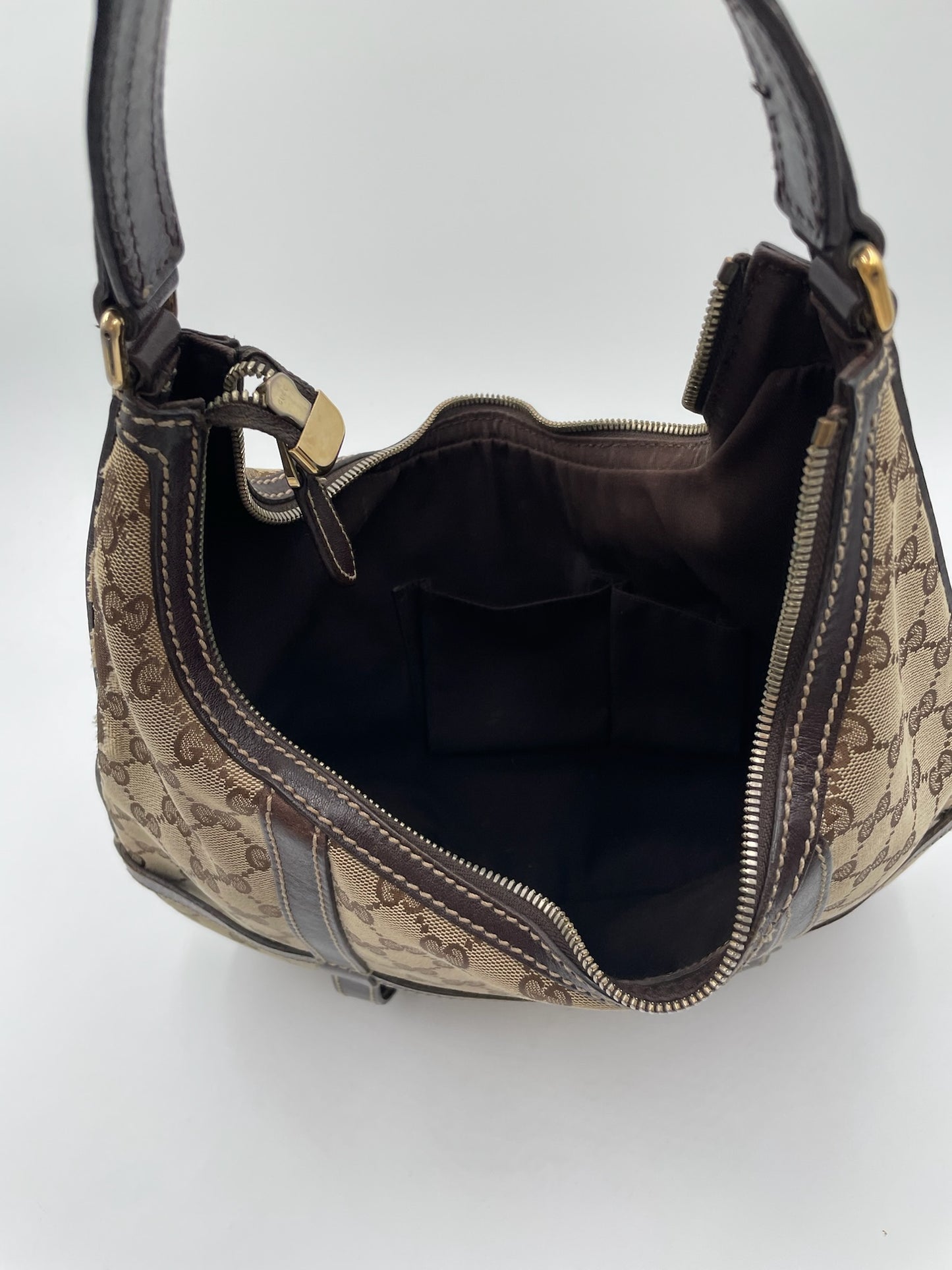 Gucci GG Canvas Biege & Brown Interlocking G Shoulder Hobo Bag