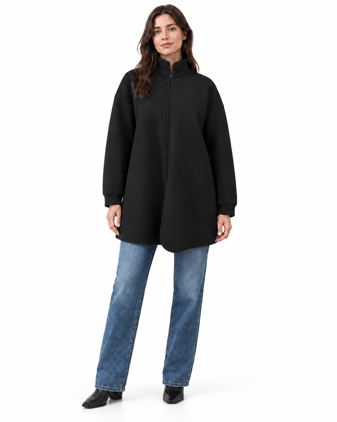 Marie Saint Pierre Black Scuba Zip Up Jacket Size M