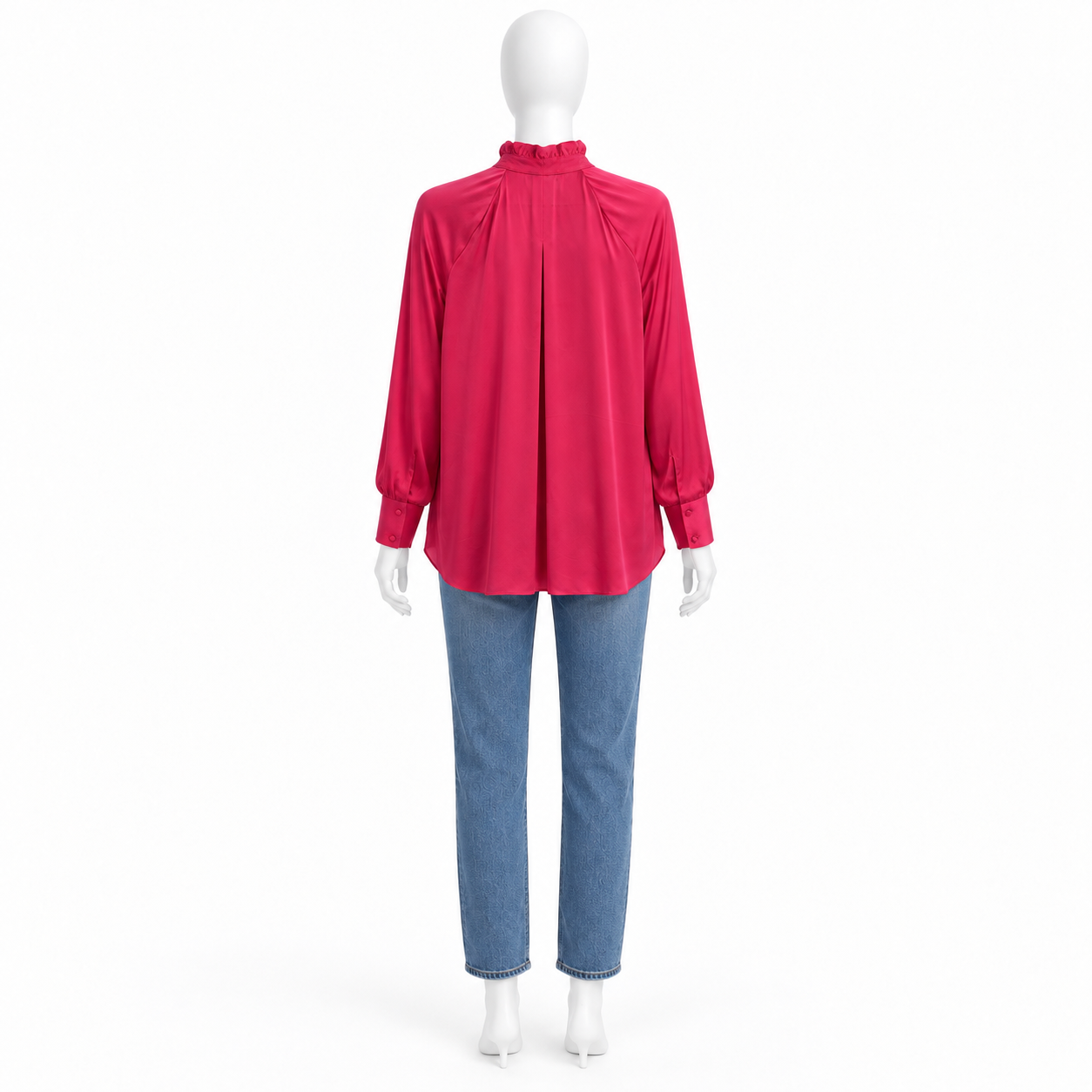 Ungaro Fuchsia Silk Ruffle Blouse Size L