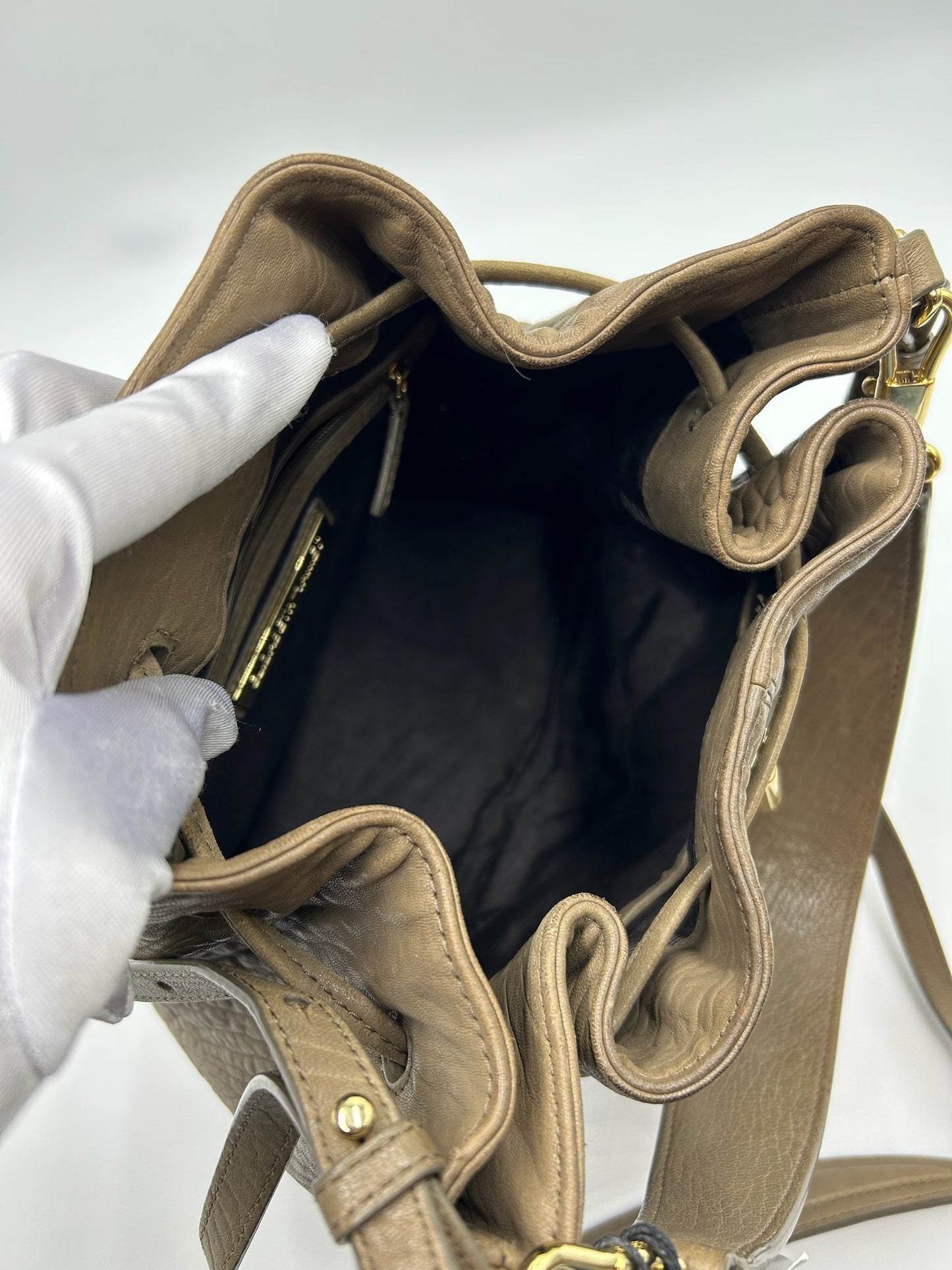 Elizabeth & James Taupe Leather Bucket Bag