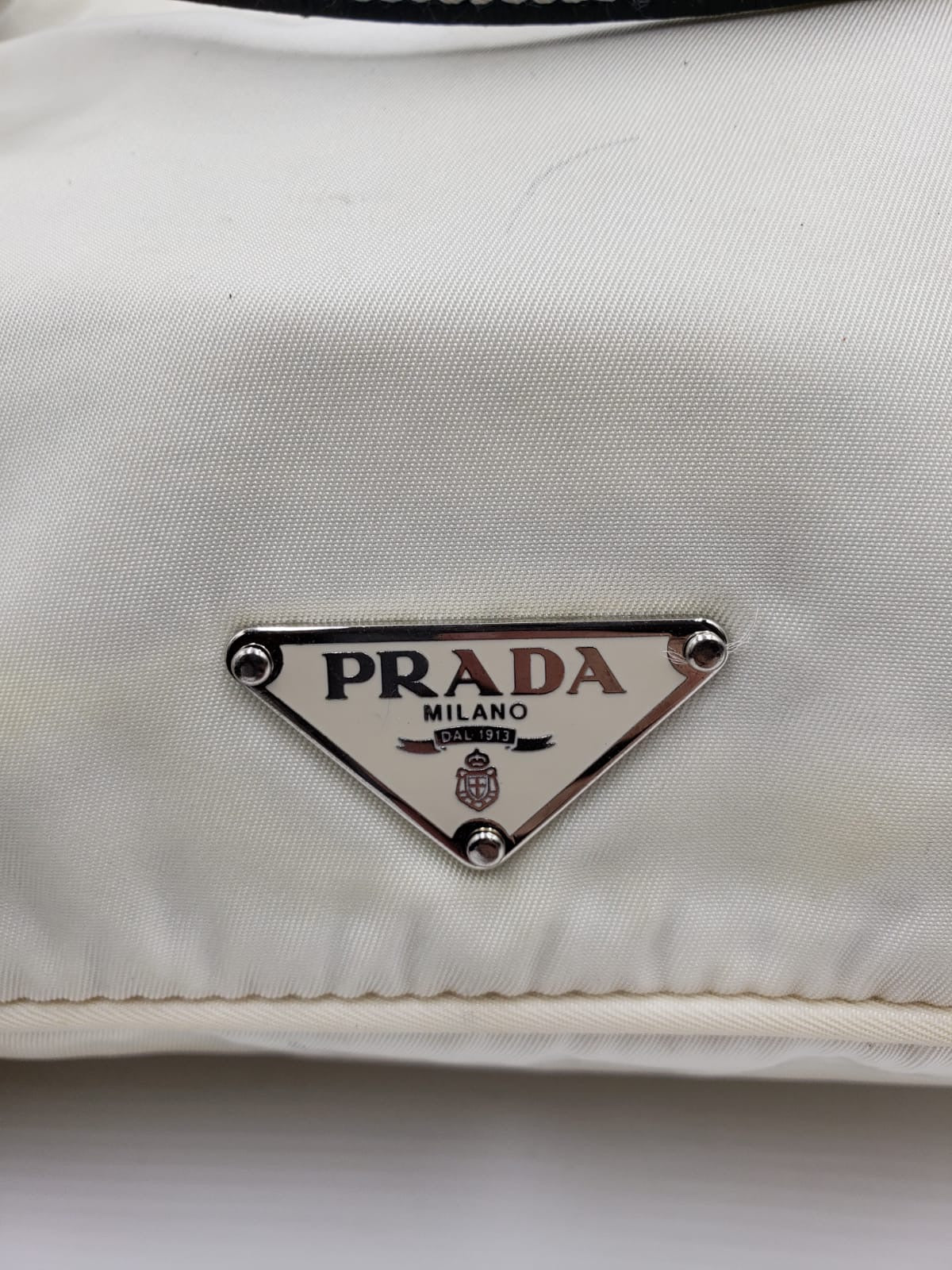Prada Tessuto Sirio Bianco Nero Pochette Handbag