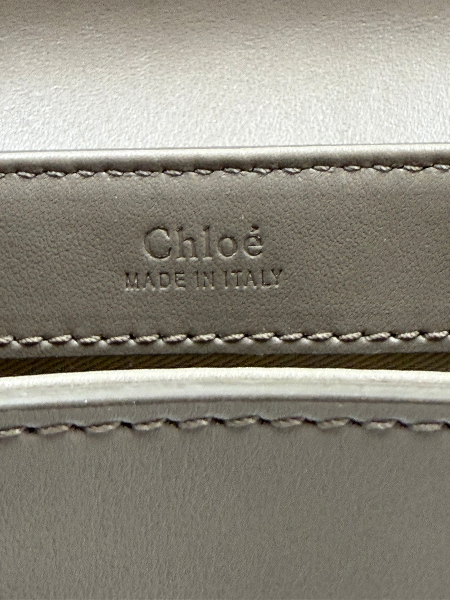 Chloe Calfskin Small C Taupe Crossbody Bag