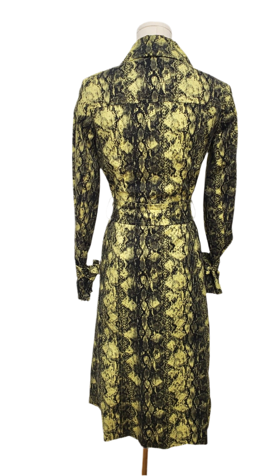 Helen Berman Yellow Snake Print Trench Jacket Size 10 UK 6US