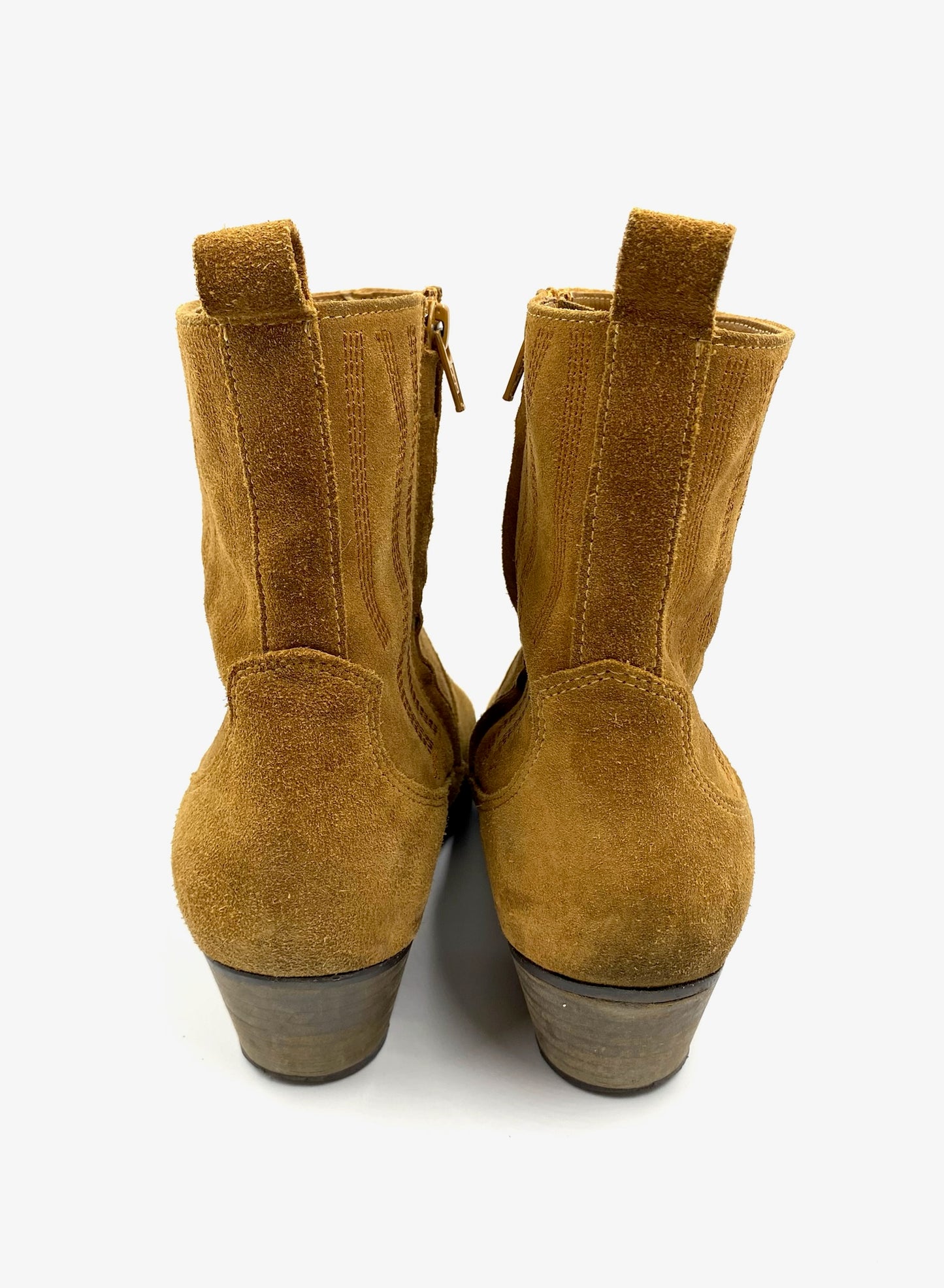 Toral Camel Western Suede Ankle Boots Size 39
