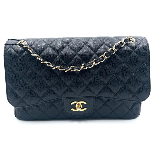 Chanel Black Jumbo Caviar Classic Flap Bag