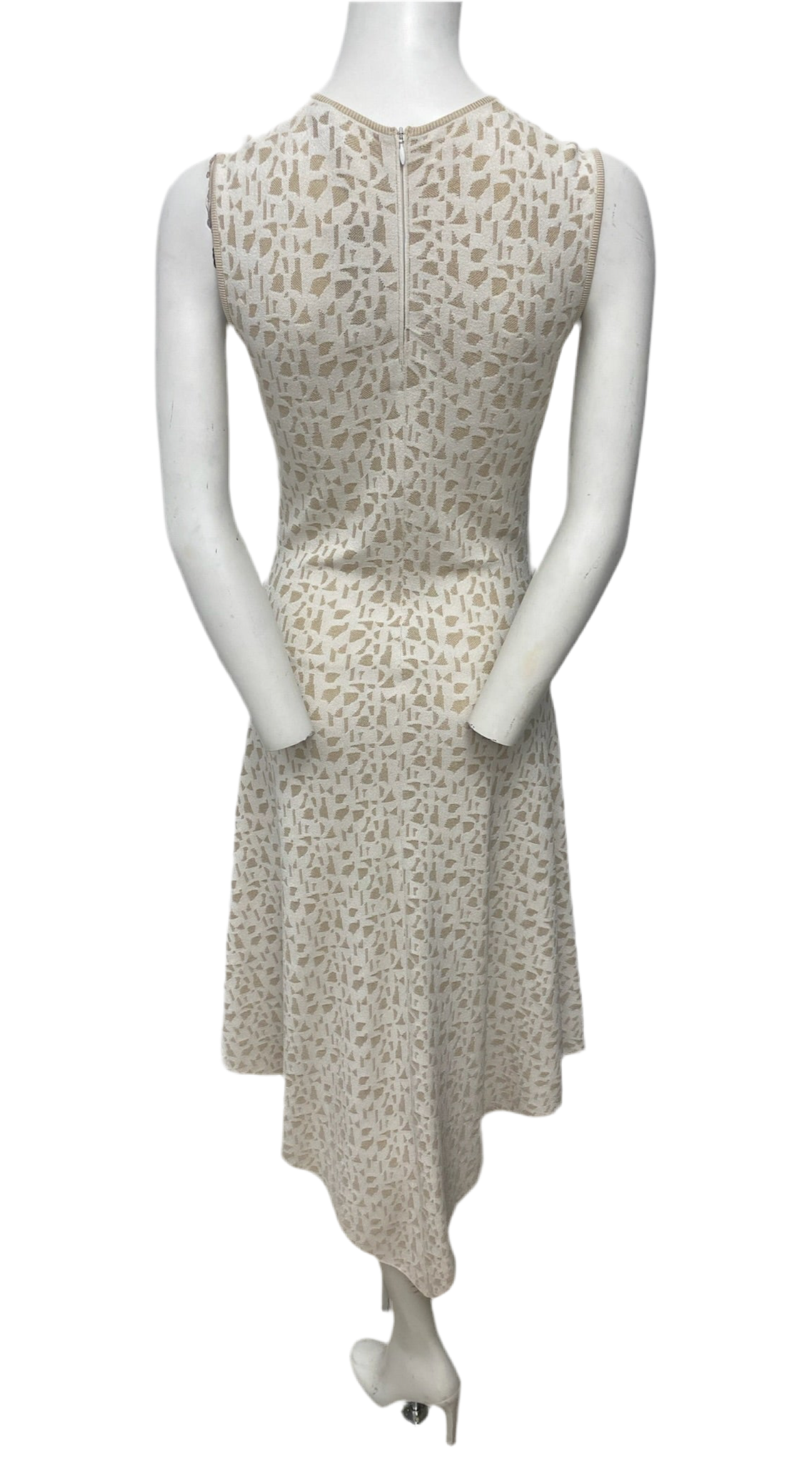 Akris Cream & Beige Geometric Print Dress Size S