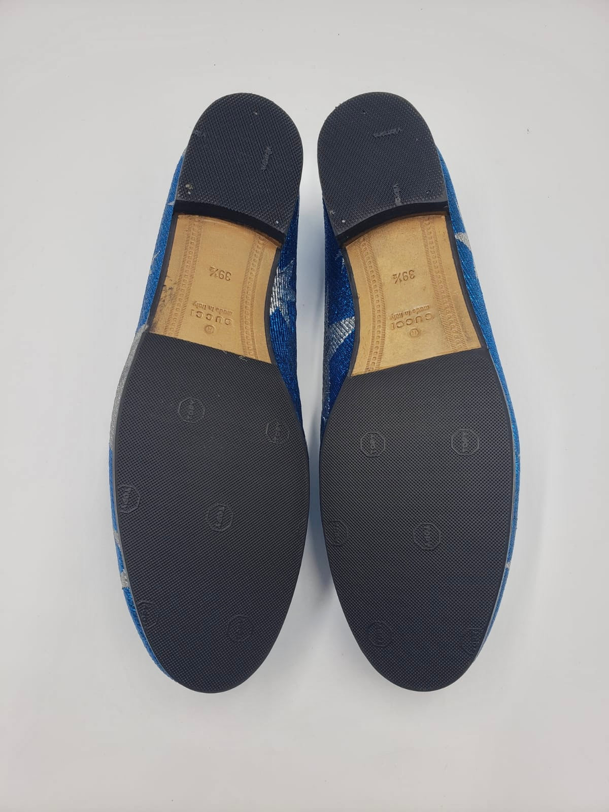 Brand New Gucci Blue & Silver Star Jordaan Loafers Size 39.5