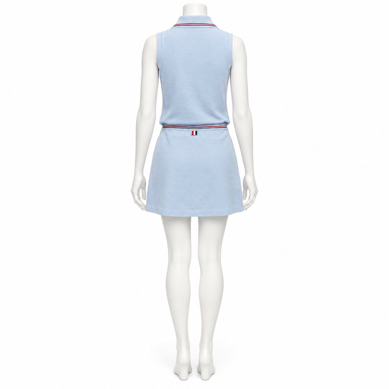 Thom Browne Light Blue Waffle Sleeve Polo Shirt & Skirt Set Size S
