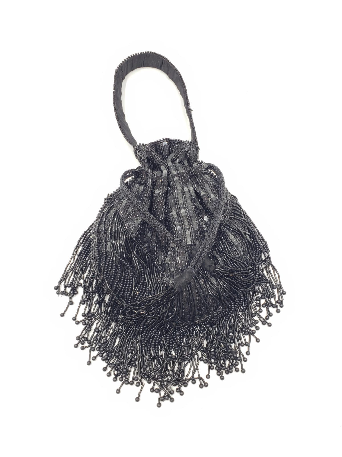 Vintage Black Fringe Sequin Bag