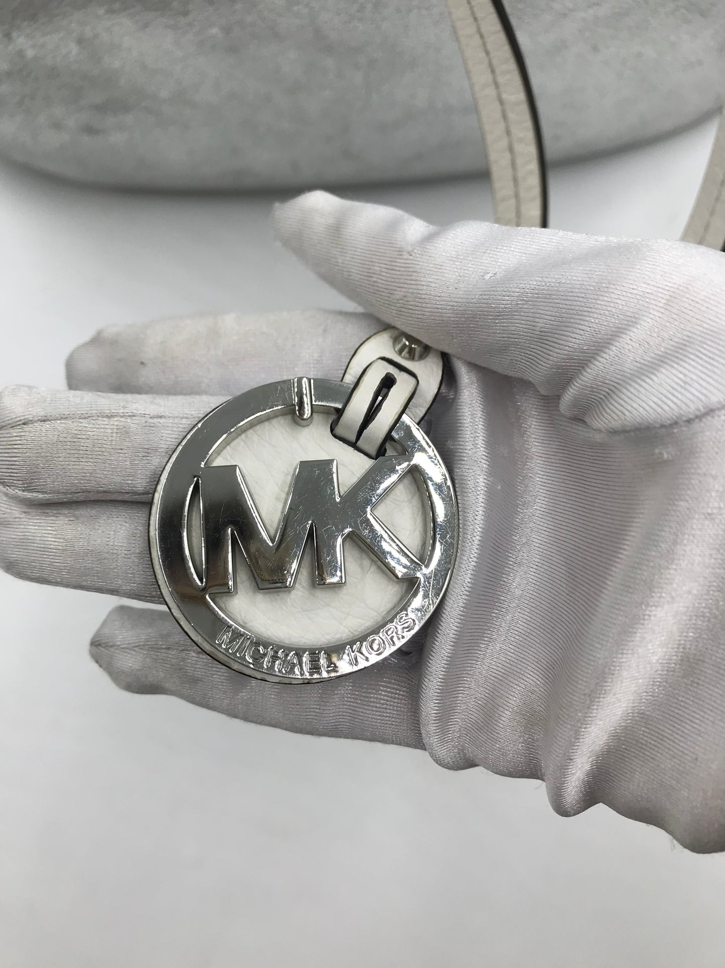 Michael Kors Leather Reversible Silver & White Large Tote