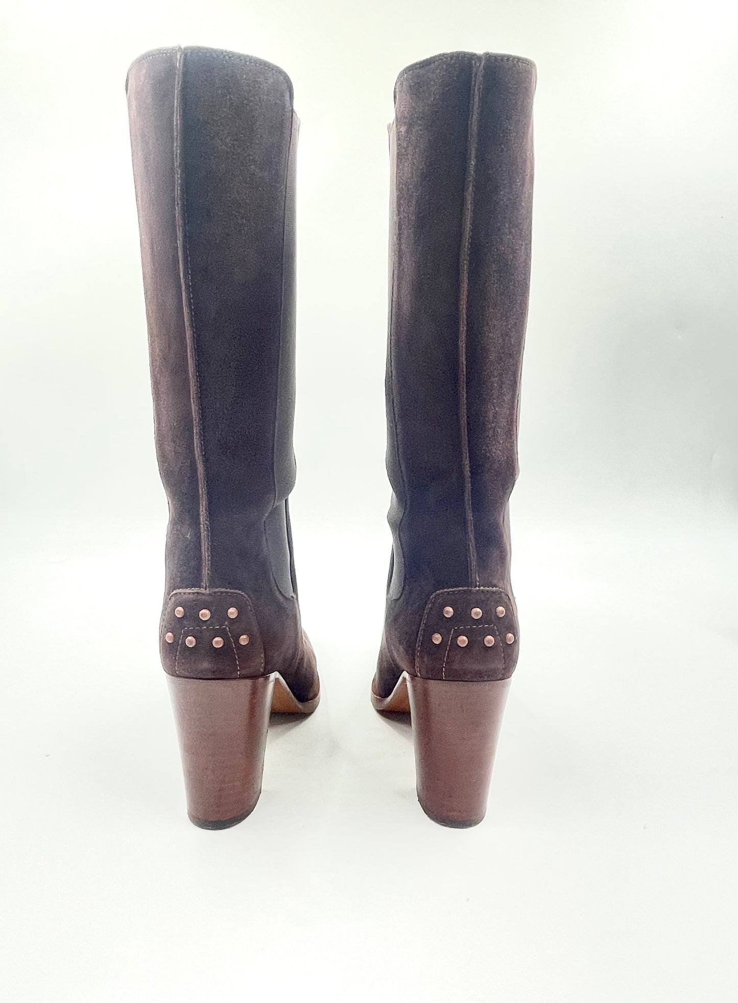 Tods Brown Suede Leather Mid Height Boots