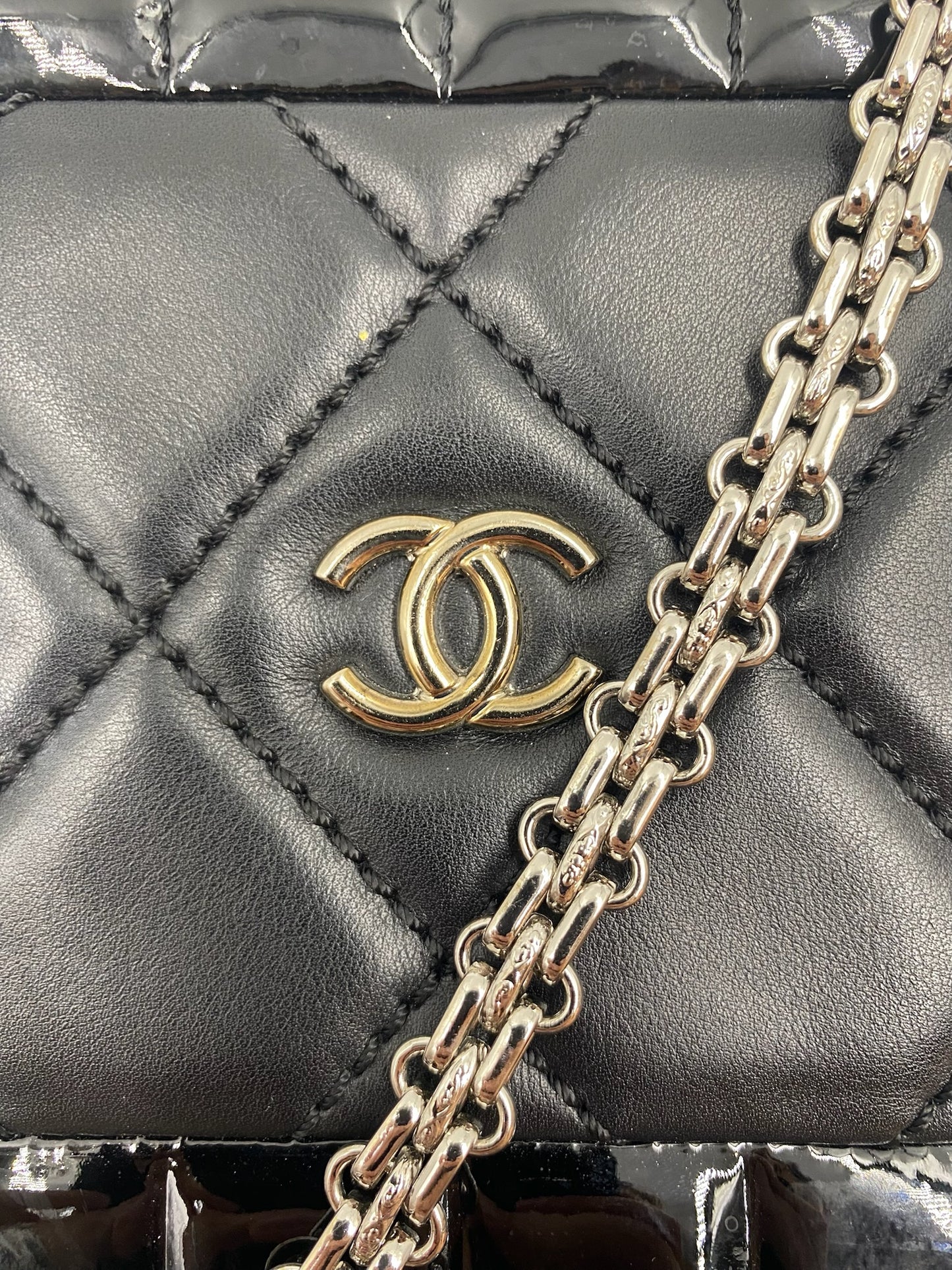 Chanel Black Leather & Patent Re-issue Mini Tote