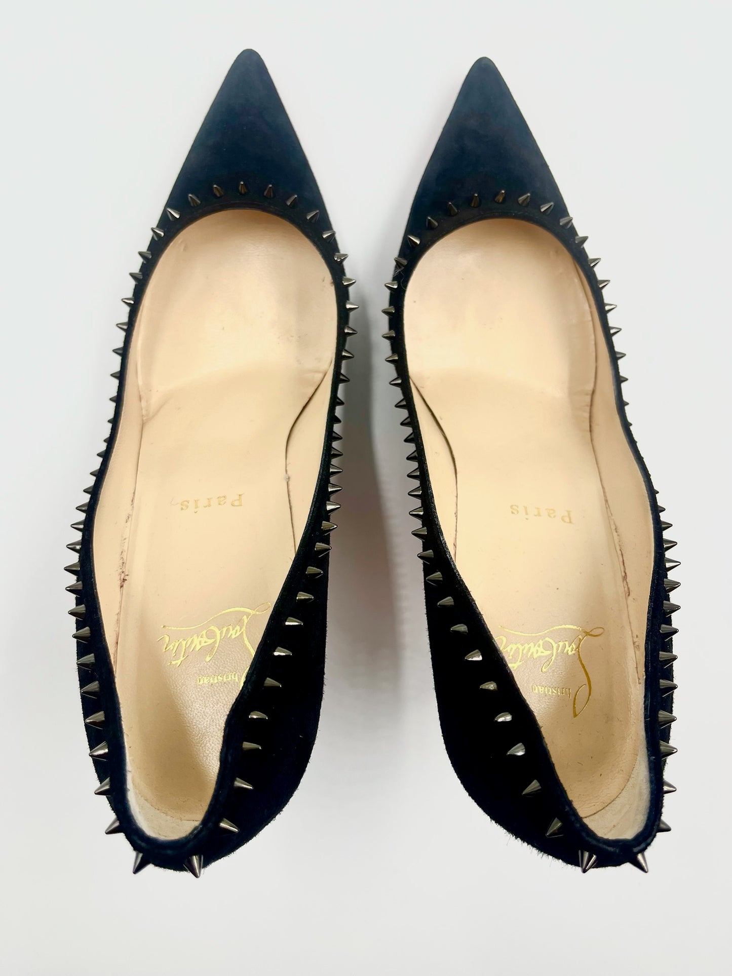 Christian Louboutin Black Anjalina Velour Pumps Size 37.5