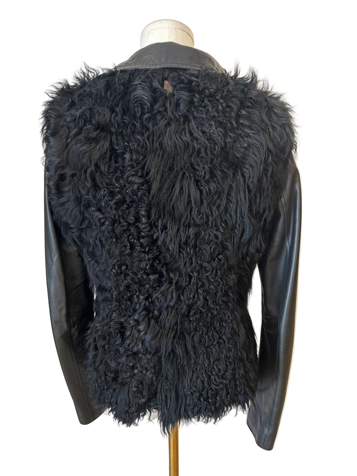 Mackage Black Leather & Faux Fur Jacket Size XS