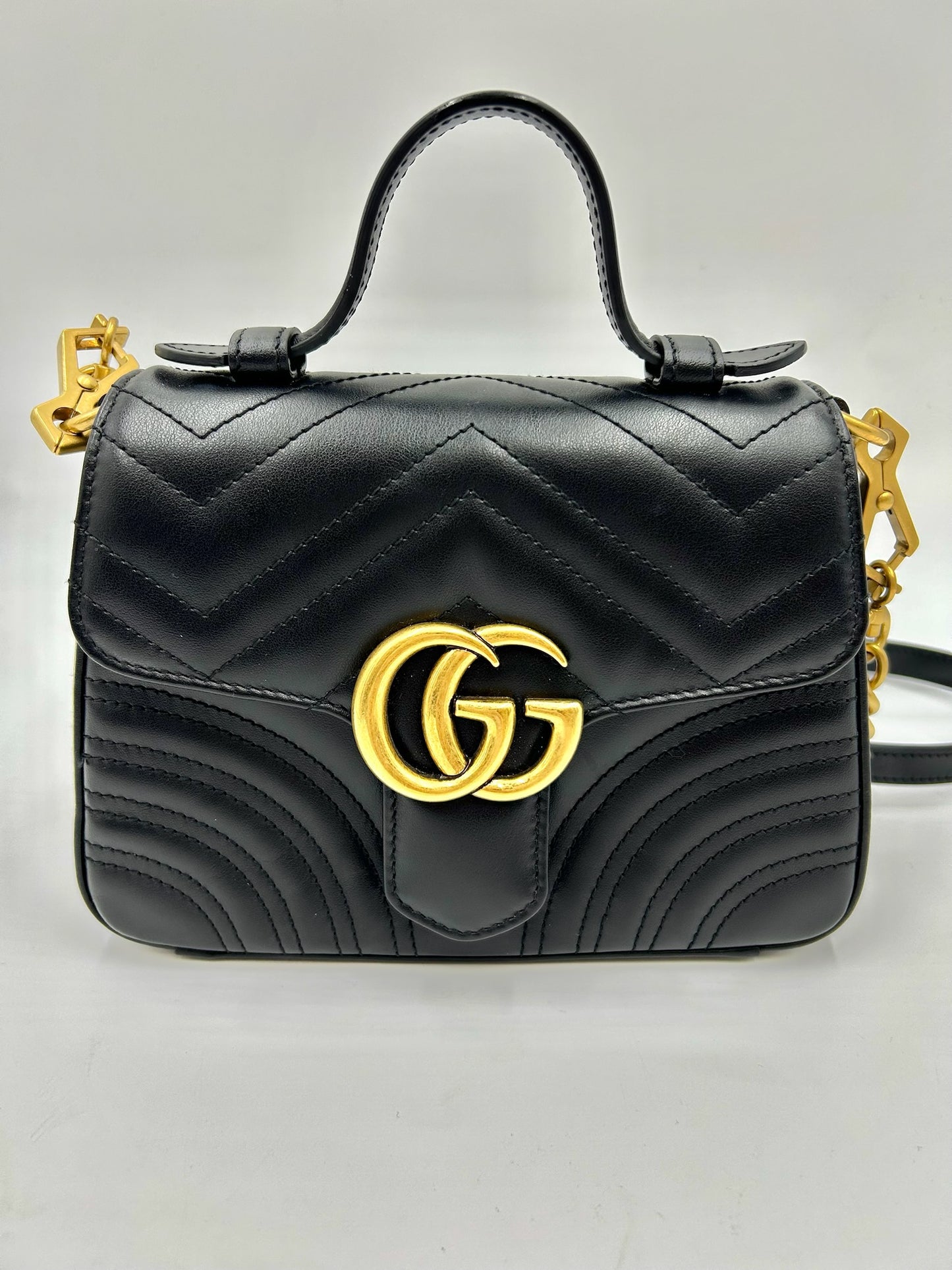 Gucci Marmont Black Top Handle Bag
