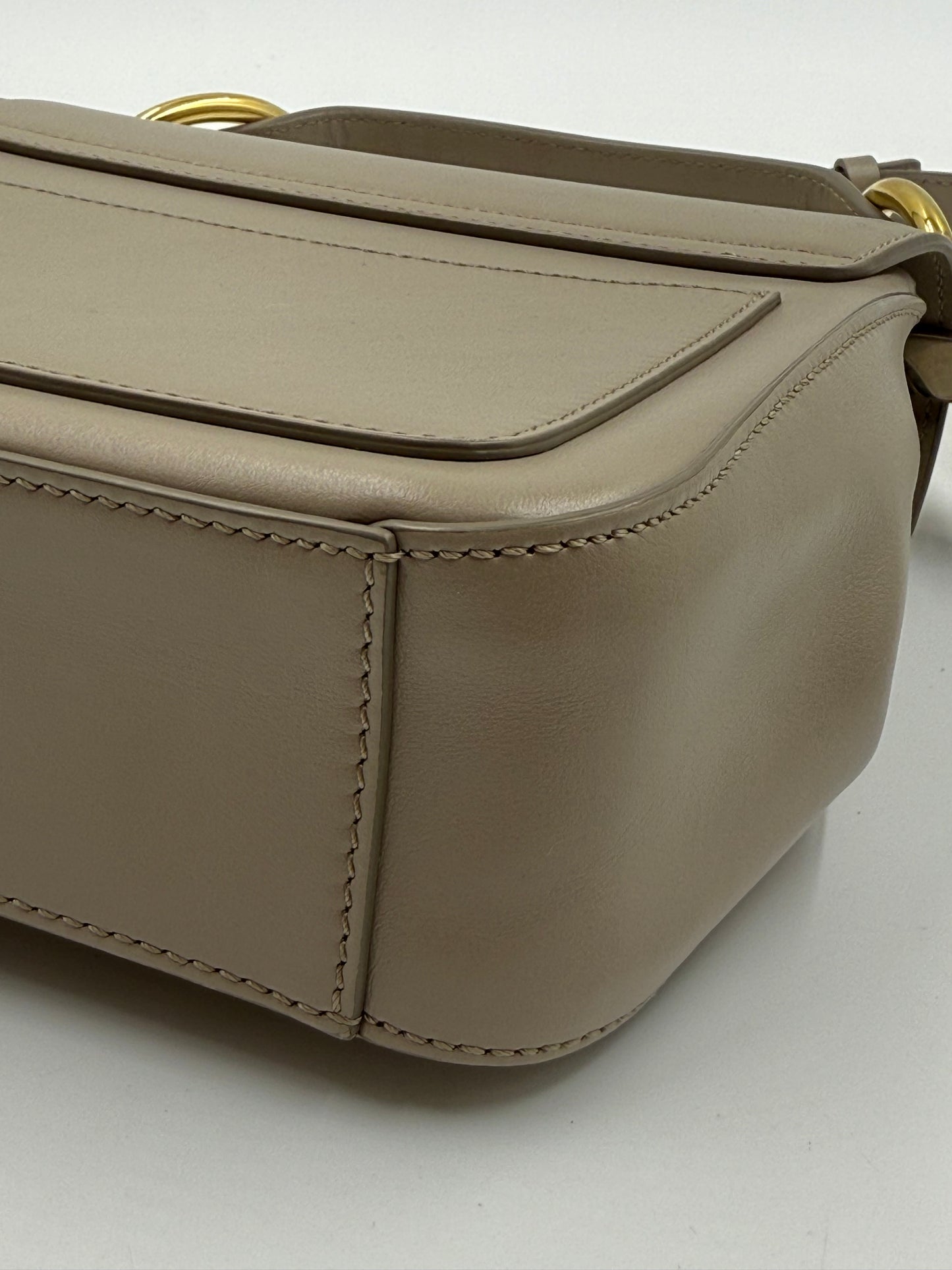 Chloe Calfskin Small C Taupe Crossbody Bag