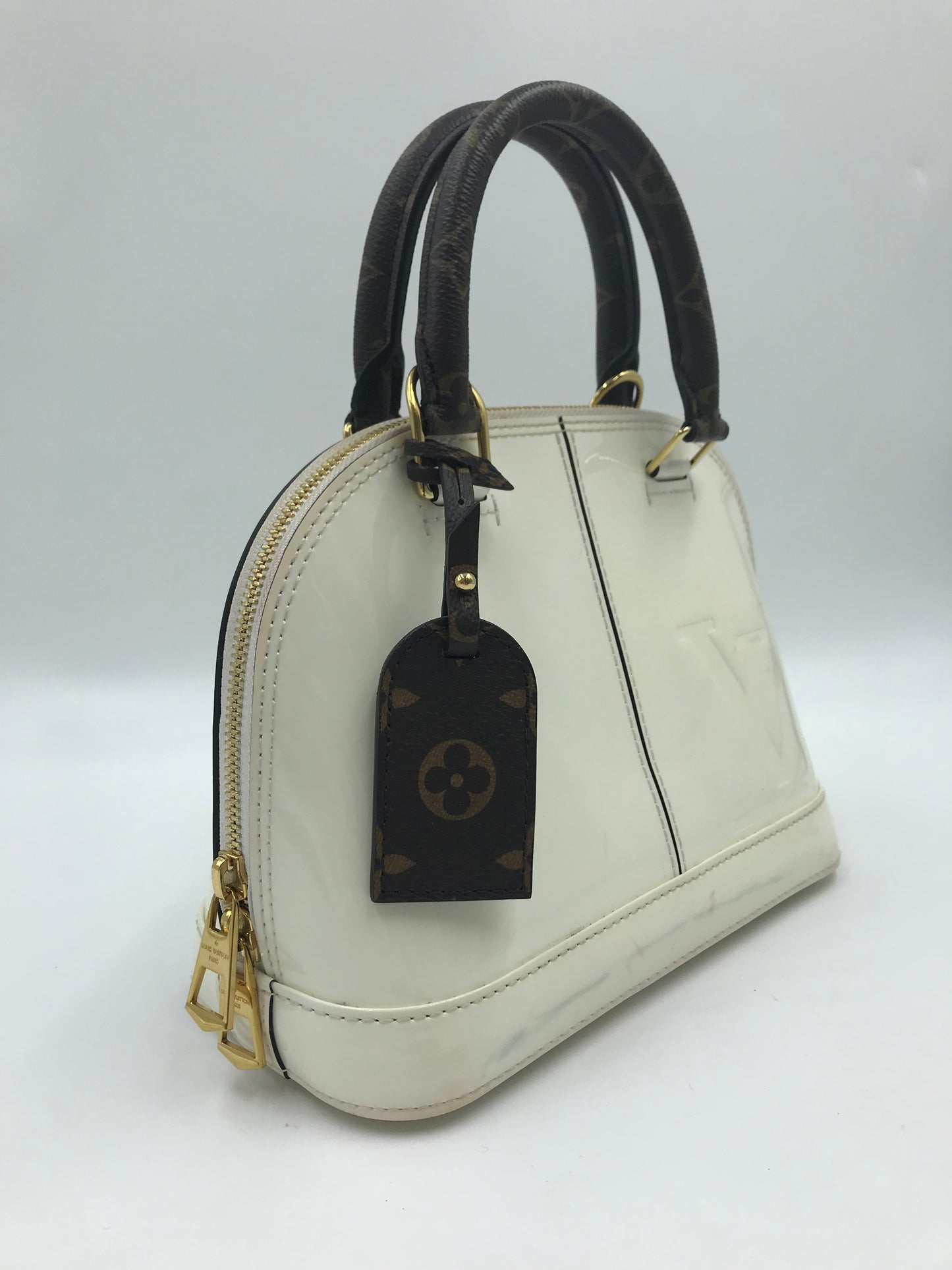 Louis Vuitton “Limited Edition” Vernis Alma BB Cream & Monogram Bag