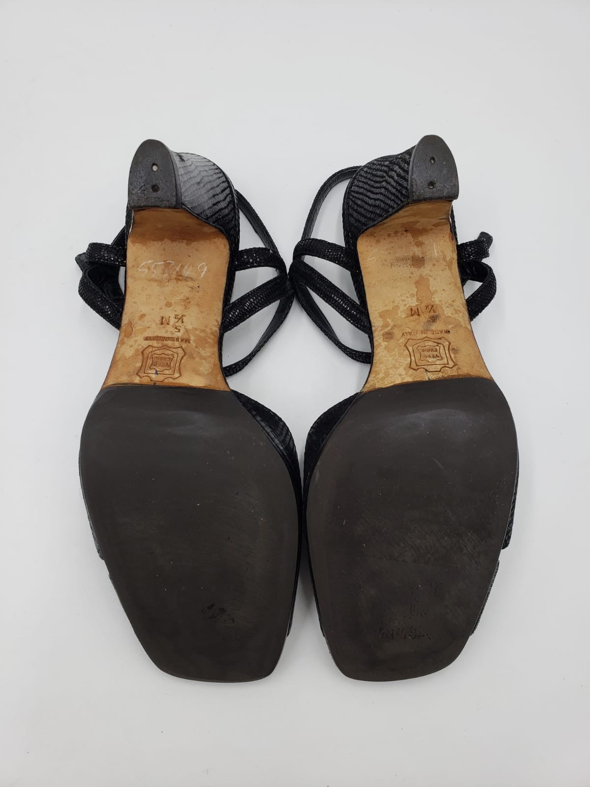 Silvia Fiorentina Black Strappy Kitten Heel Sandals Size 5.5
