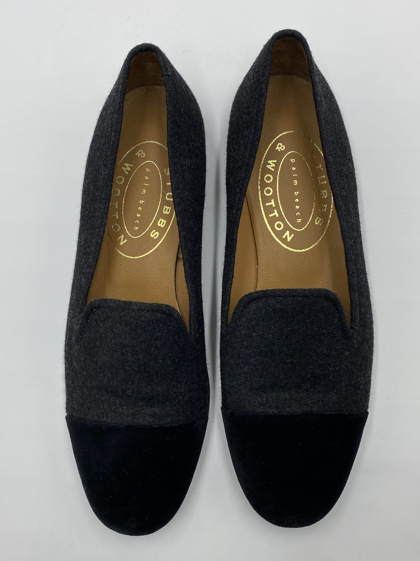Stubbs & Wootton Grey & Black Velvet & Wool Loafers Size 9
