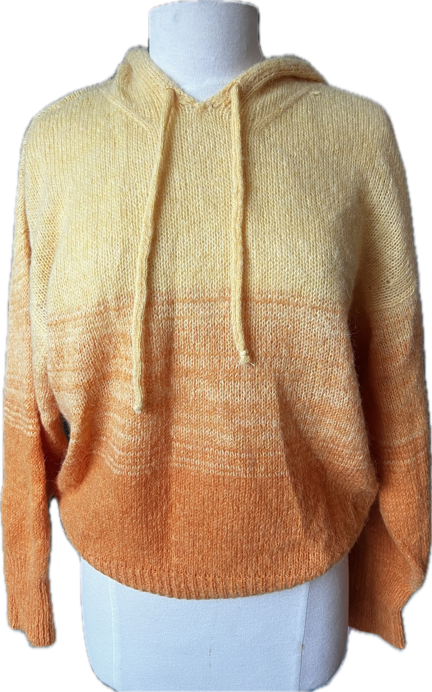 Paloma Wool Orange Gradient Pull-Over knit Hooded Sweater Size M