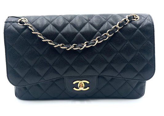 Chanel Black Jumbo Caviar Classic Flap Bag