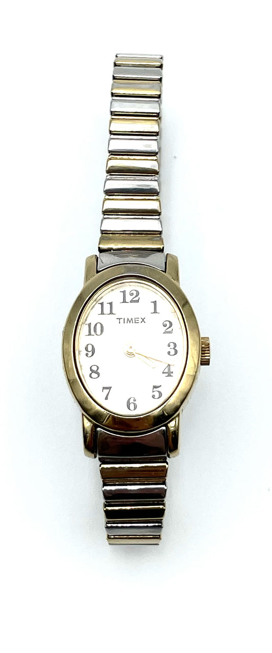 Vintage Timex Two-Tone Classic Stretch Bracelet Watch