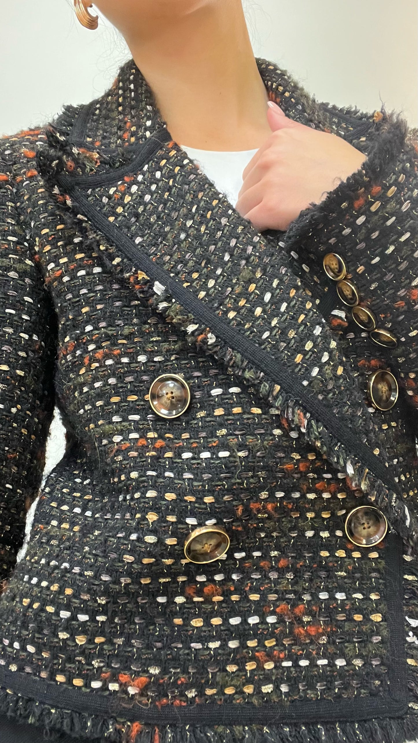 Veronica Beard Brown Multi-Color Tweed Crop Jacket Size 4