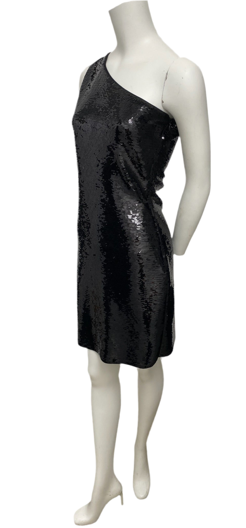 Michael Kors Black One Shoulder Sequin Dress Size XS
