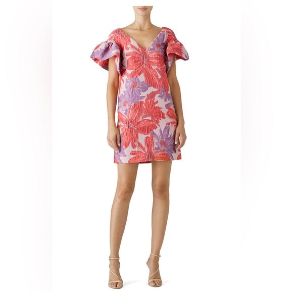 Badgley Mischka Pink & Purple Jaquard Dress Size 2