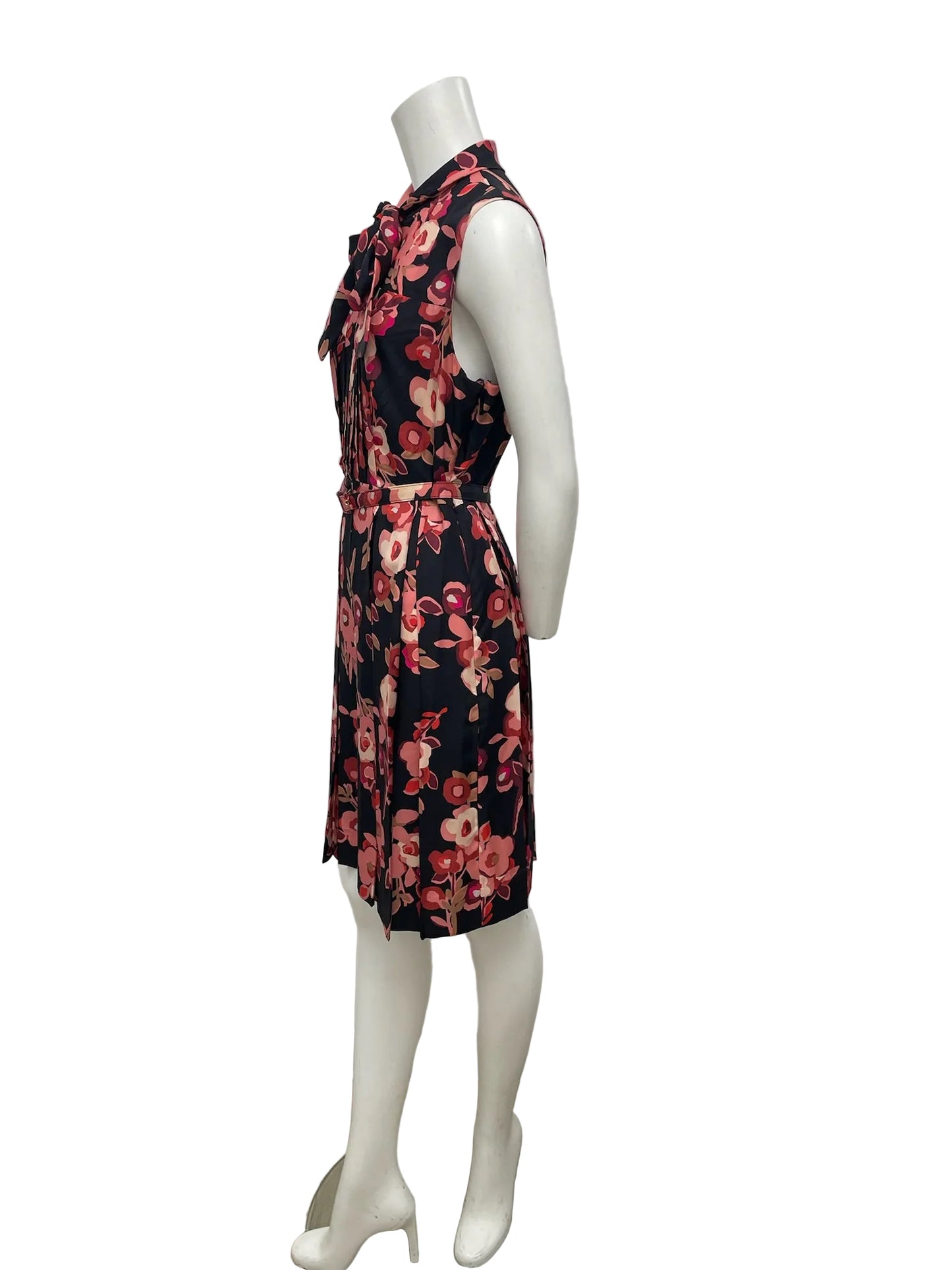 Kate Spade Black & Pink Floral Pleated Dress Size 10