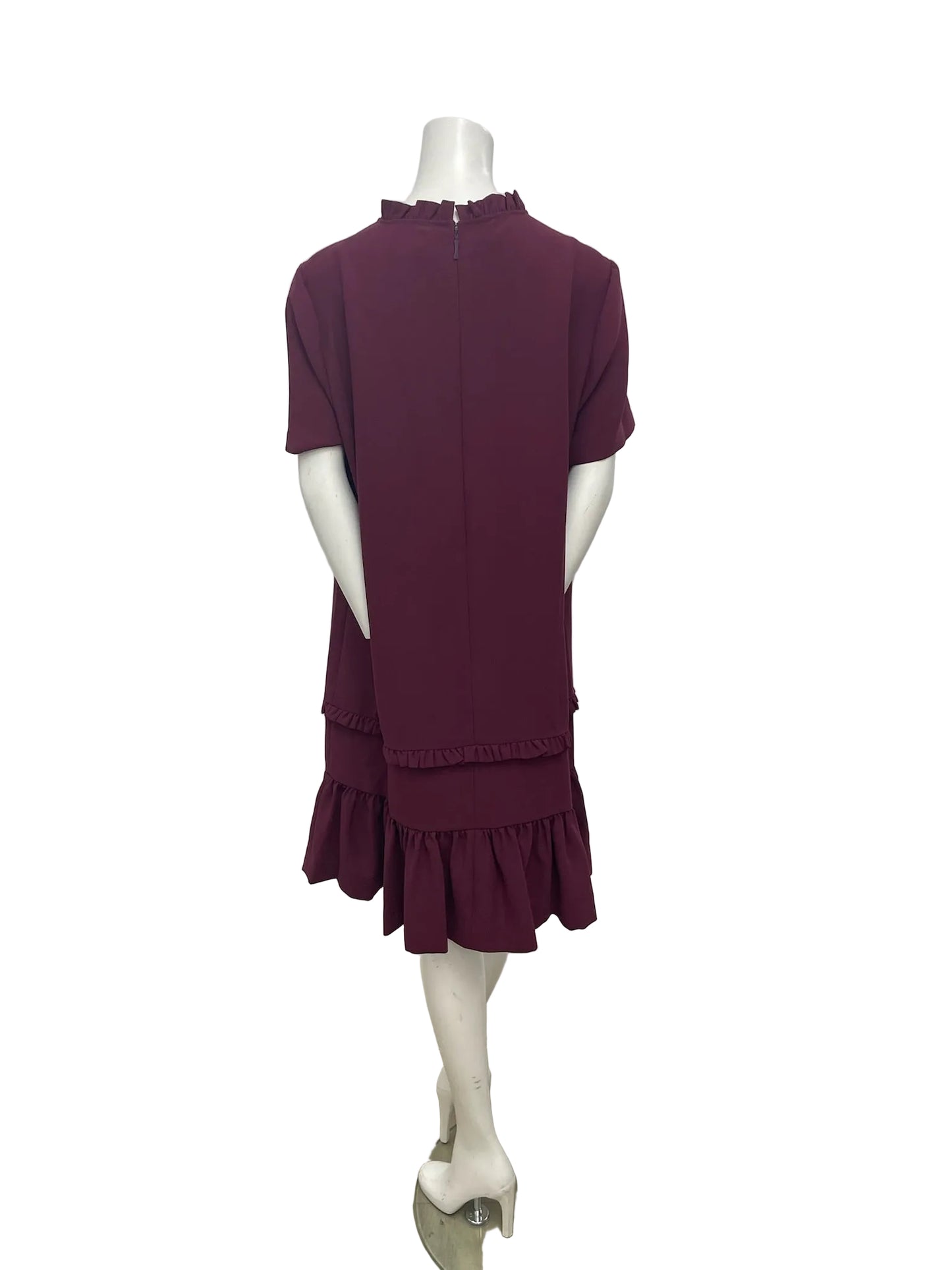 Kate Spade Burgundy Drop Waist Ruffle Dress Size XL