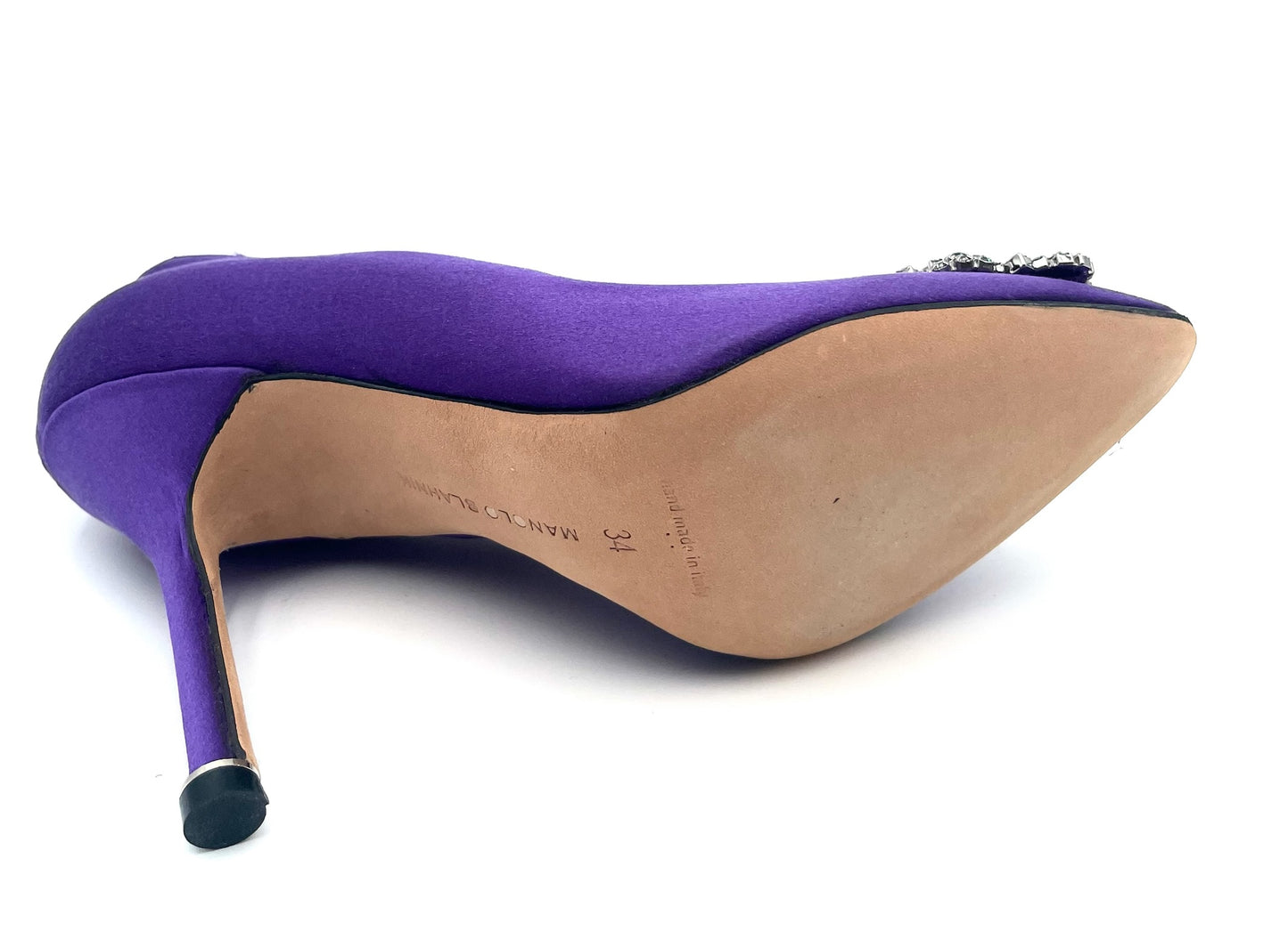 Manolo Blahnik Purple Hangisi Satin Pumps Size 34