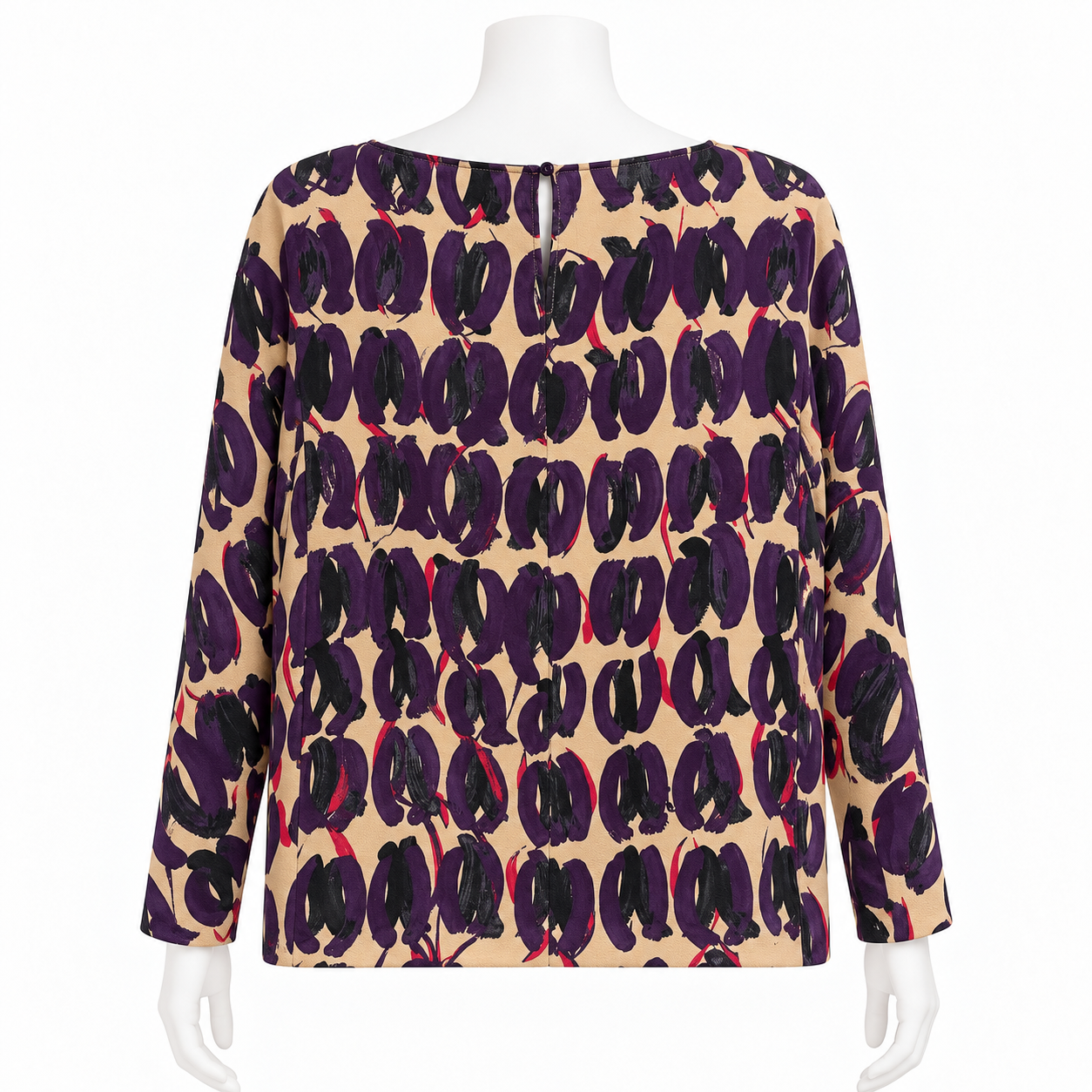Max Mara Purple Multicolor Print Blouse Size 12