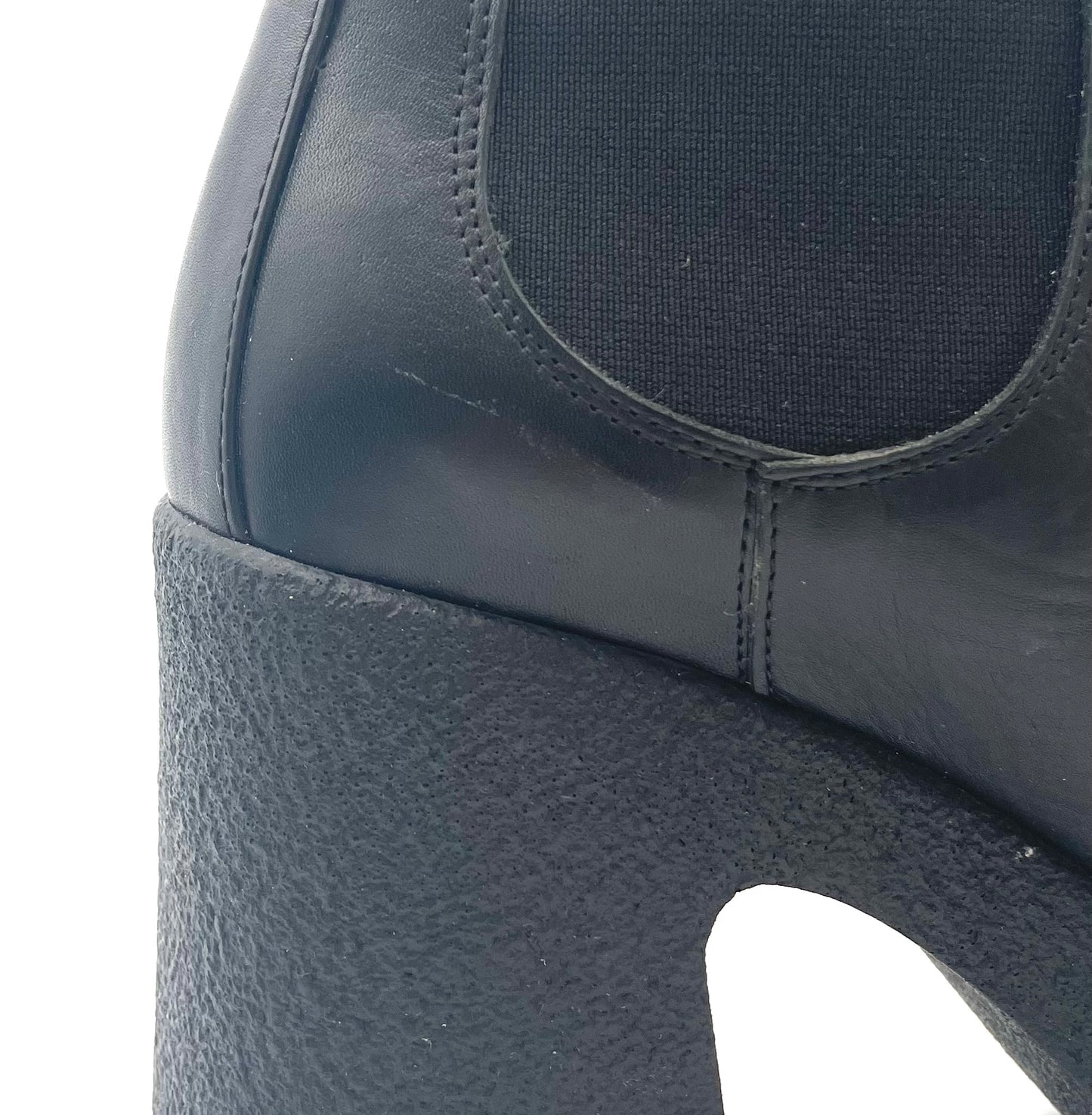 Mimosa Black Leather Platform Boots Size 38