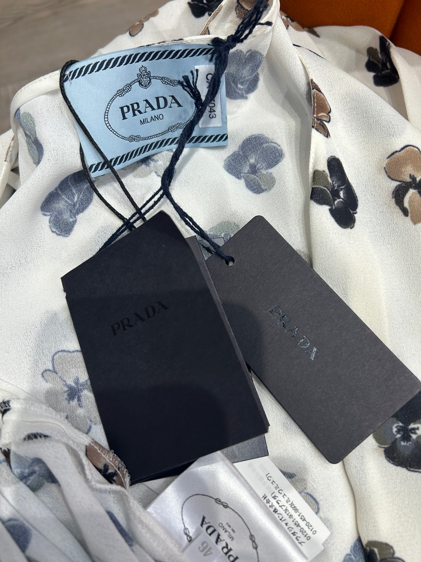 Prada White Floral Pleated Dress Size 46 US 10