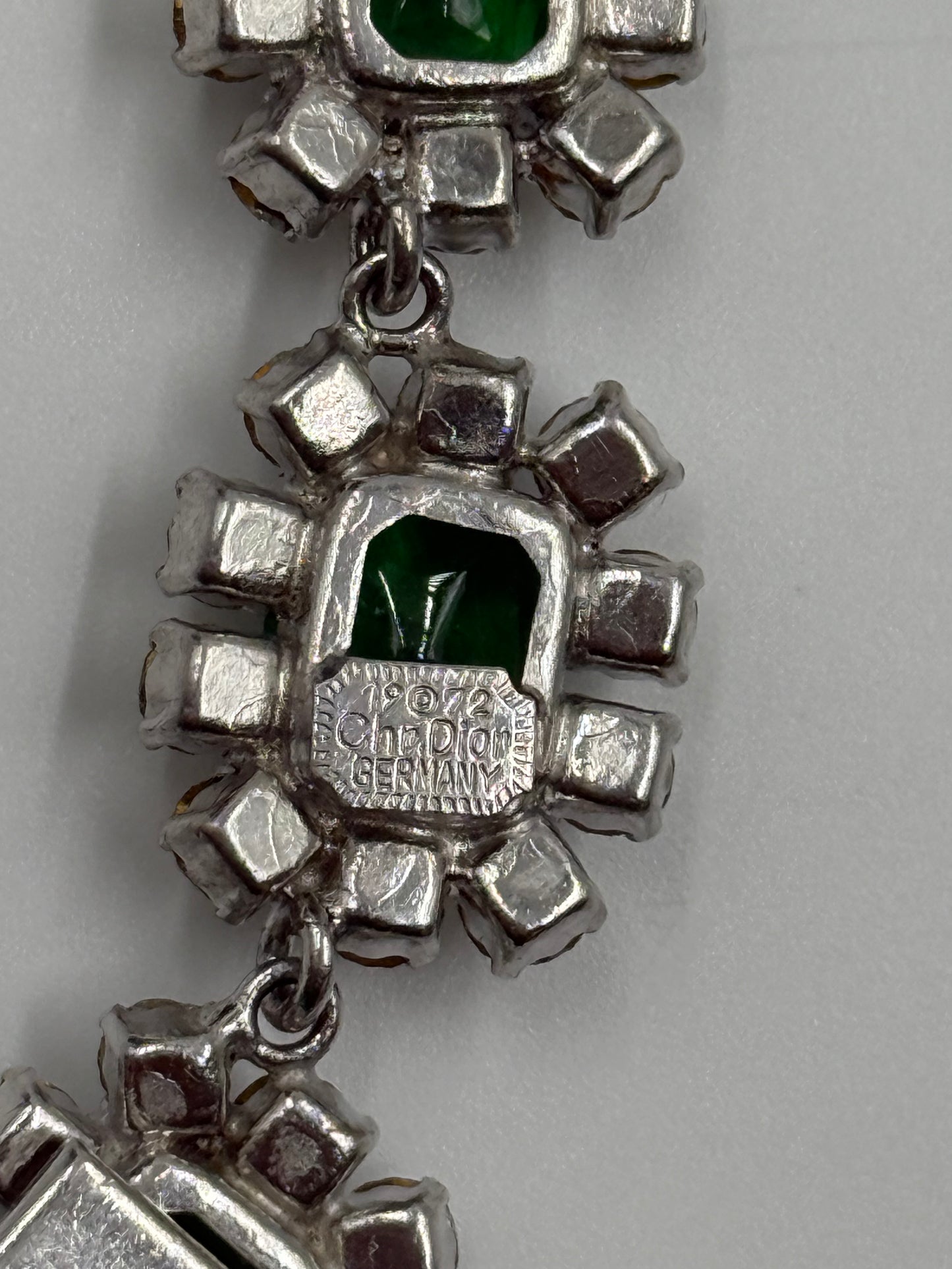 Rare 1972 Christian Dior Emerald & Glass Stone Necklace