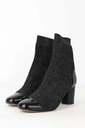 Sandro Captoe Glitter Black Sock Booties Size 39