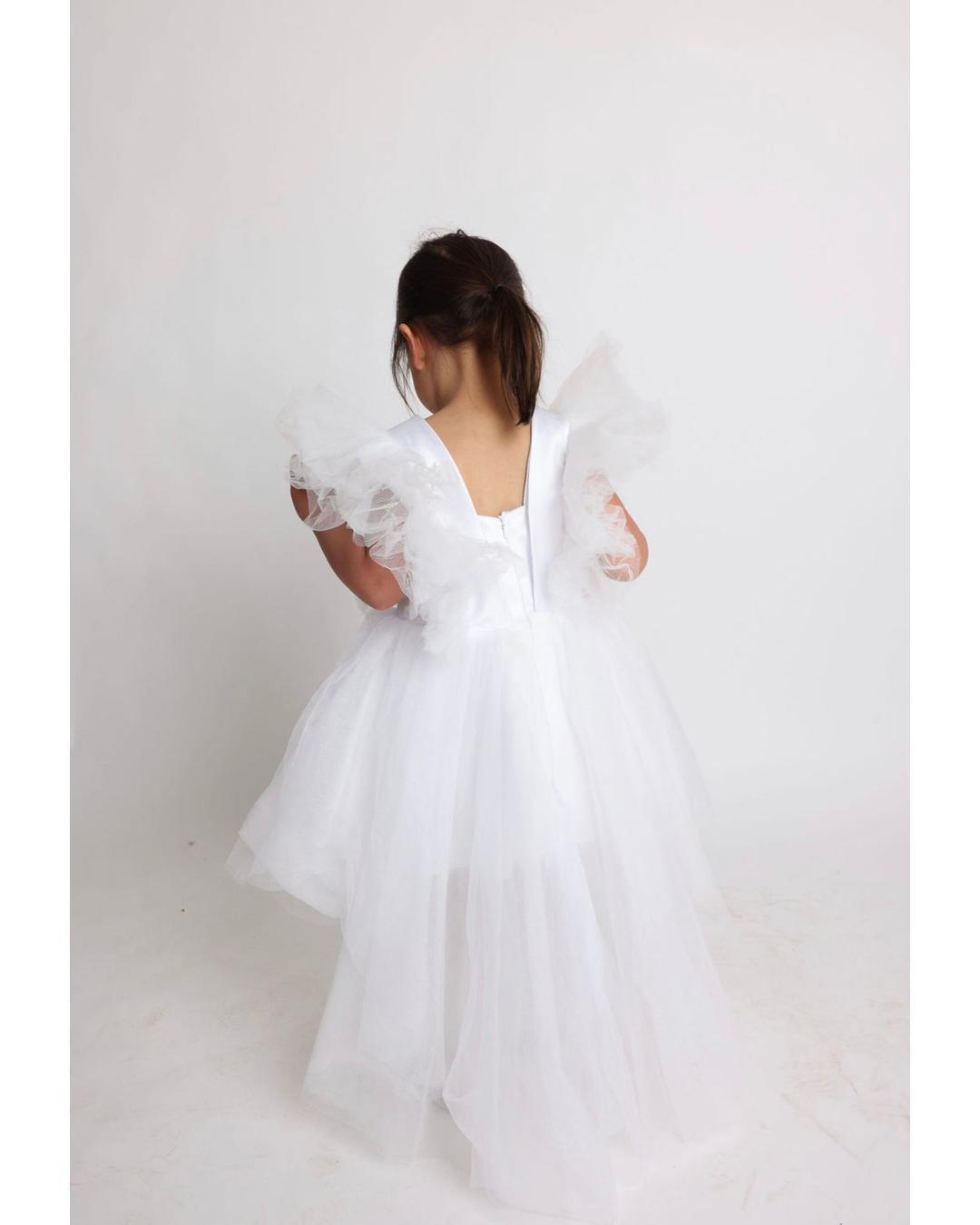 Sarai White Tulle Hi-Lo Kids ( Multiple Sizes)