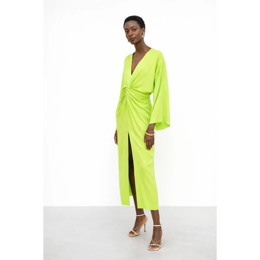 Smythe Neon Green Long Midi Twist Dress Size XS