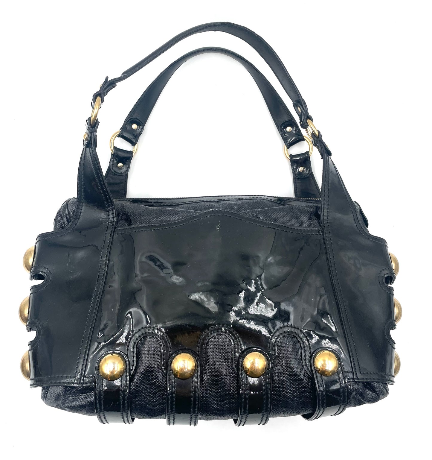 Versace Black Patent Leather Shoulder Bag
