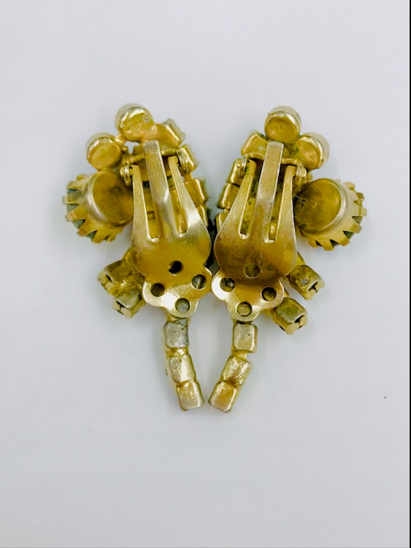 Vintage 1960s Aurora Borealis Winged Clip Earrings