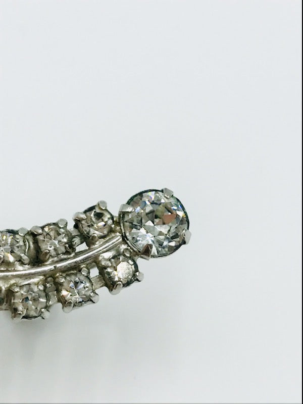 Vintage 1960s Rhinestone Curved Earring
