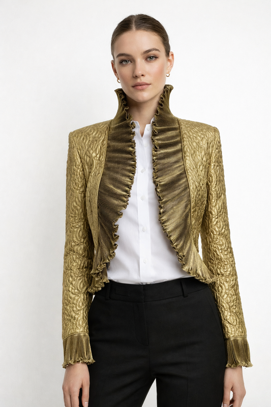 Vintage 1980s Wayne Clark Couture Gold Blazer Size 6