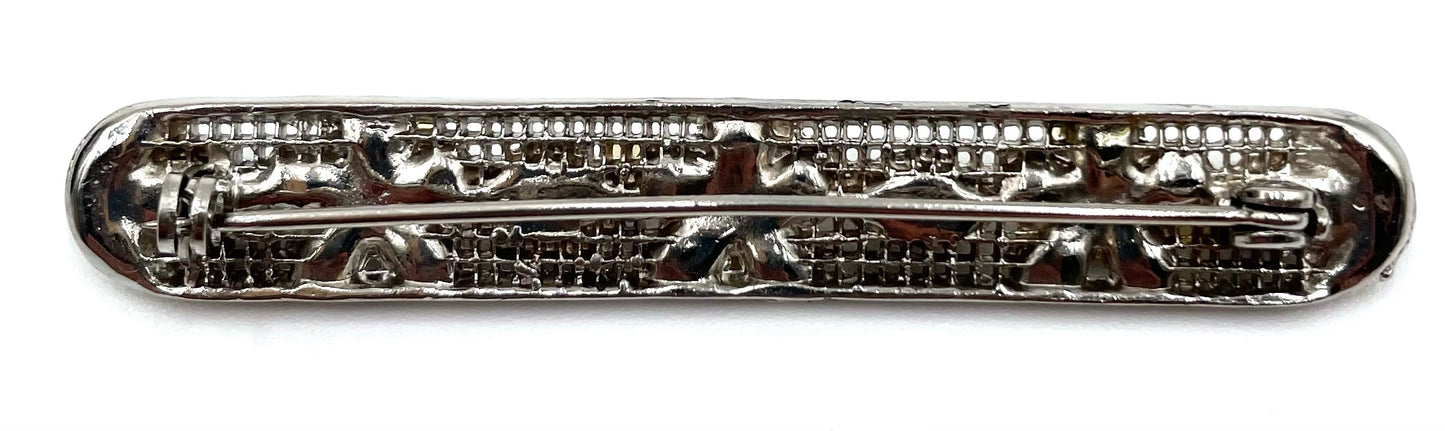 Vintage Art Deco Rhinestone Bar Brooch