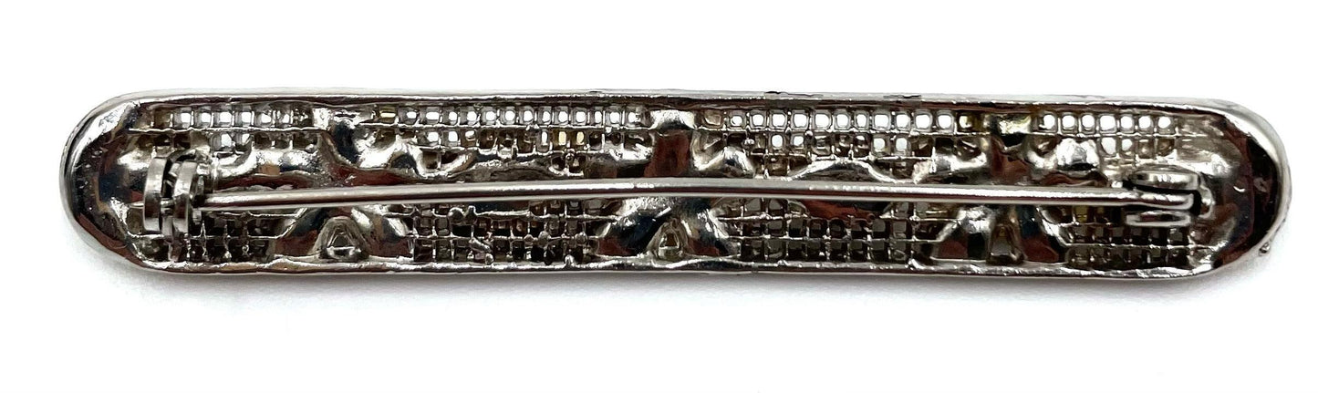 Vintage Art Deco Rhinestone Bar Brooch