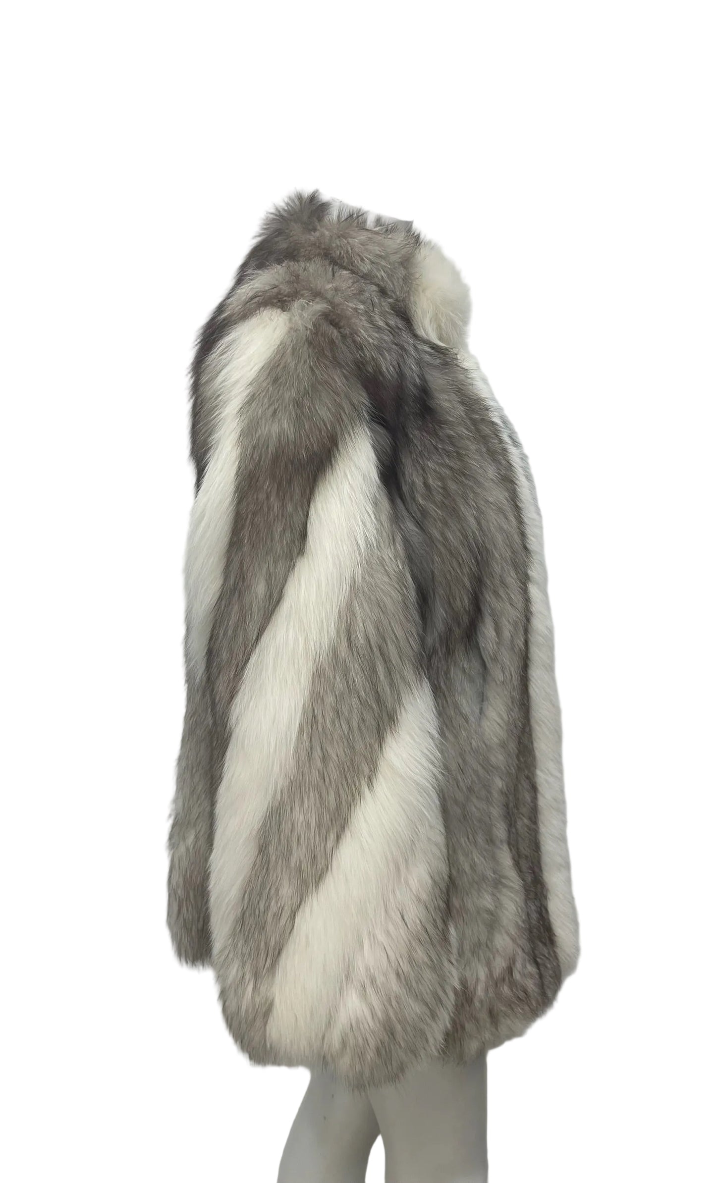 Vintage Silver Fox Fur Coat Size S