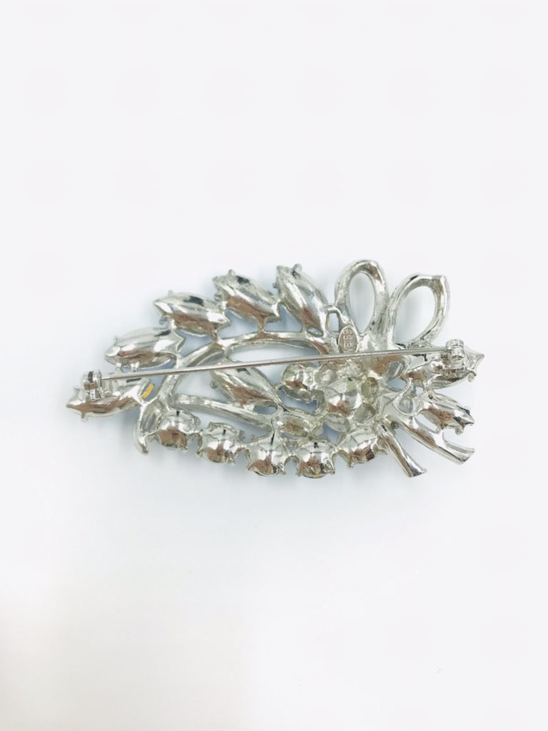 Vintage Weiss Blue & Clear Crystal Pin Brooch