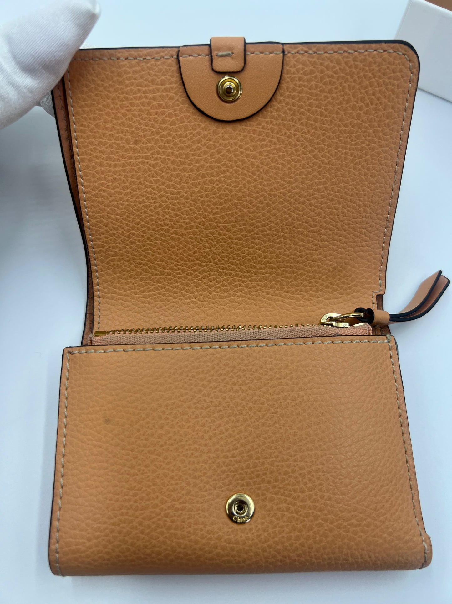 Chloe Darryl Peach Trifold Leather Wallet