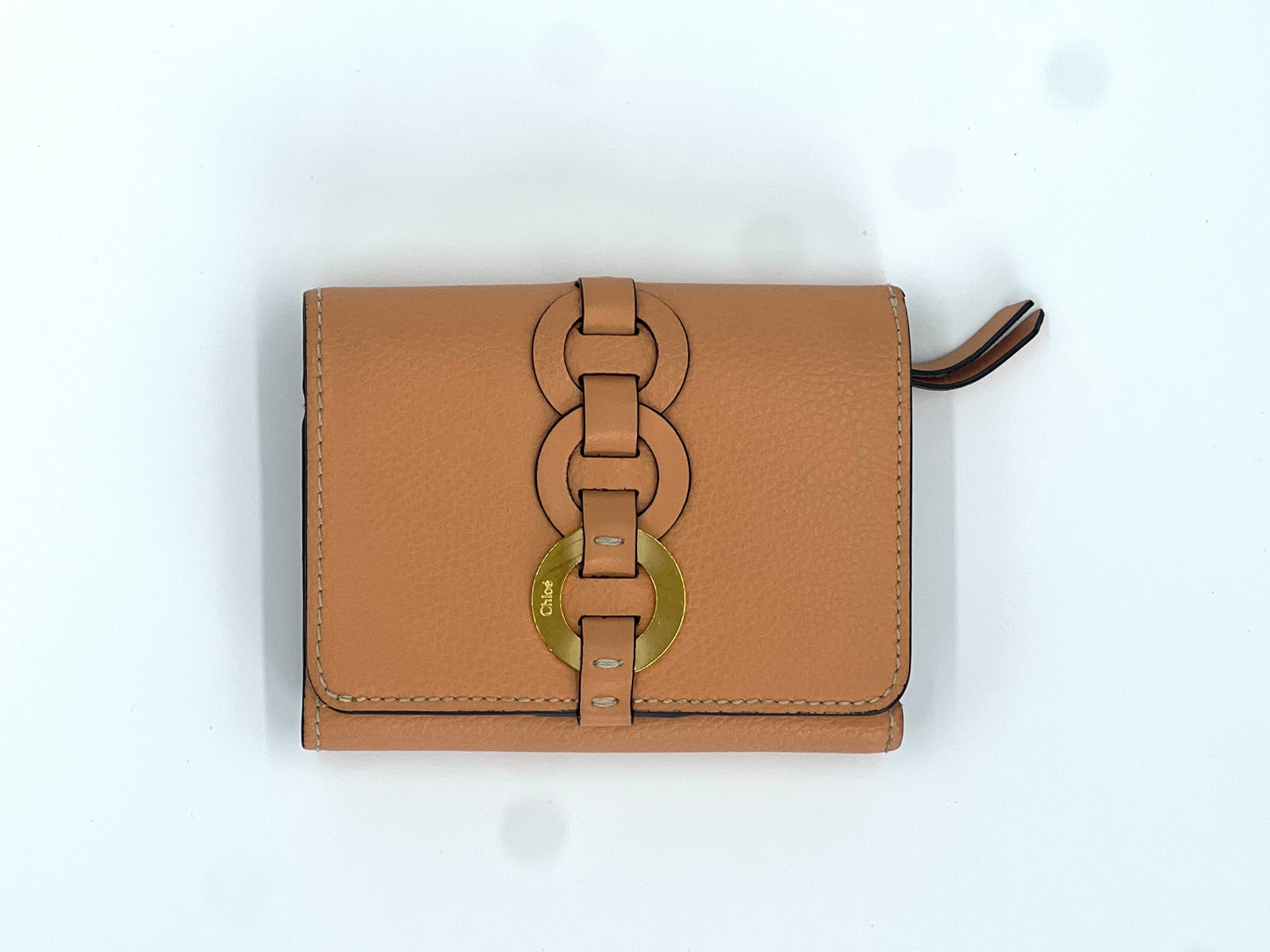 Chloe Darryl Peach Trifold Leather Wallet